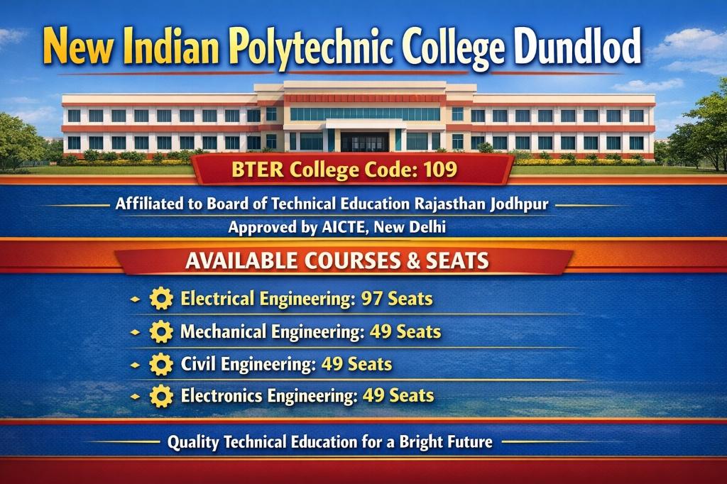 New Indian Polytechnic College Dundlod - Campus and Courses